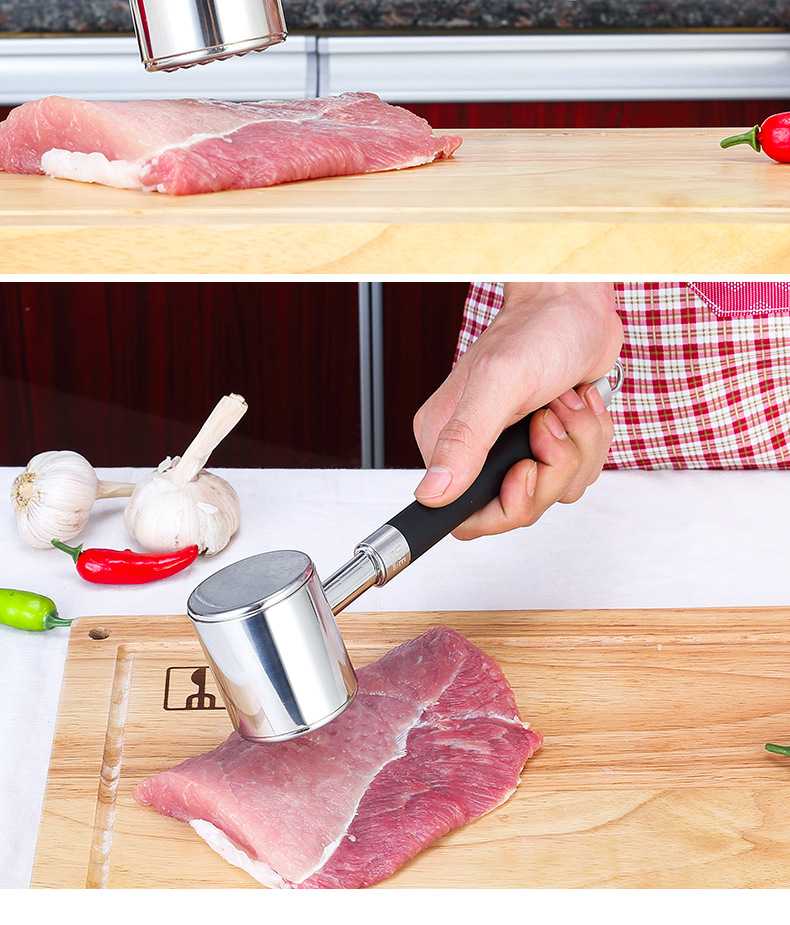 Stainless steel hammer hammer Creative Western steak hammer Pine meat hammer kitchen gadget lazy supplies