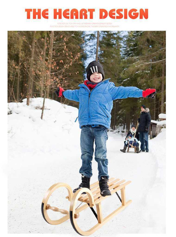 Wooden Sled Folding with Backrest Snowfield Equipment Sledge