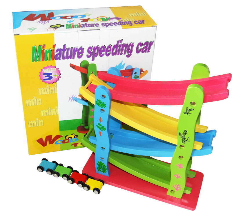 Children's Wooden Glider Toy Environmentally Inertial Four-layer Glider Rail Car