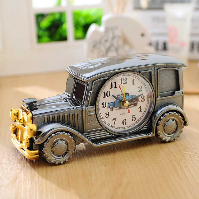 Antique Motorcycle Train Creative Alarm Clock Student Children Bedroom Plastic Pointer Boutique Gift Clock