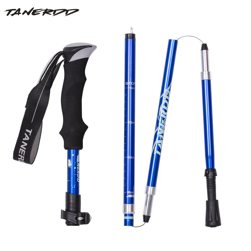 Trekking Pole Aluminum Folding Ultra Light Ultra Short Telescopic Outdoor Handcuffs Hiking Climbing Sticks Sticks 5