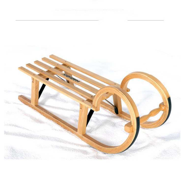 Wooden Sled Folding with Backrest Snowfield Equipment Sledge