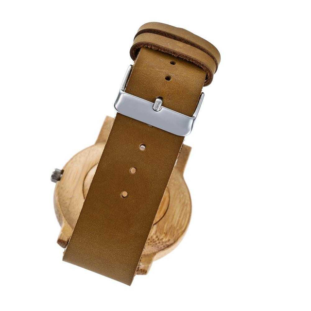 Quartz Bamboo Table,Thin Wooden Table,Real Cowhide Watch