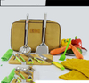 Outdoor Cookware Picnic Bag Set of 10 Stainless Steel Camping Cutlery Set Combination Portable Storage Multi-purpose Supplies