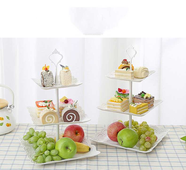 Three-tiered Birthday Party Party Afternoon Tea Dessert Tray Dessert Table Multi-layer Cake Rack Dessert Tray