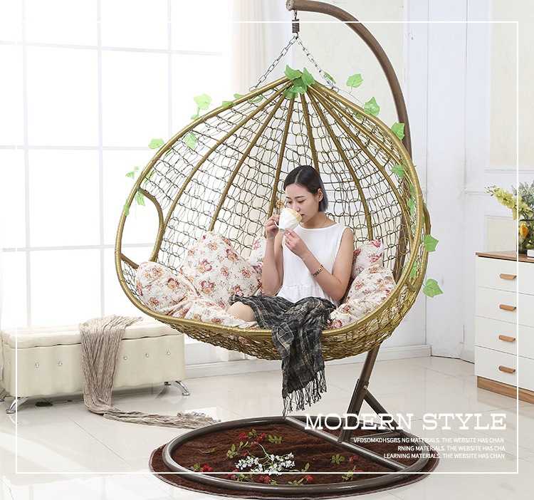 Home Indoor Double Chair Hanging Basket Balcony Casual Adult Cradle Chair Outdoor Lazy Swing Hammock