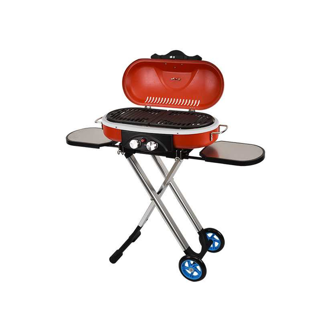 Outdoor Camping Portable Gas Grill Folding Drag Camping Stove Grill Smoke-free Environmentally Friendly Gas Stove