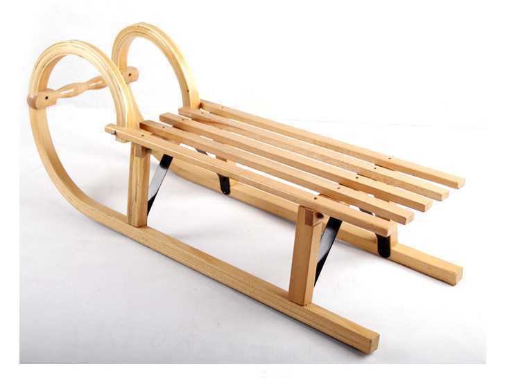Wooden Sled Folding with Backrest Snowfield Equipment Sledge