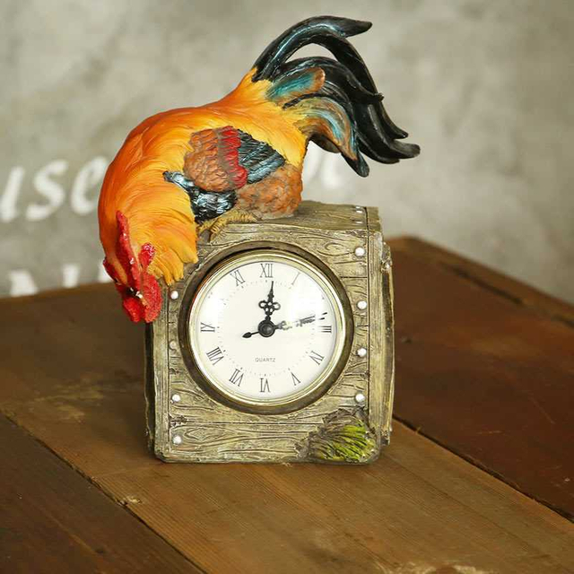 Rooster Clock Decoration,Resin Crafts,Creative Cock Decoration