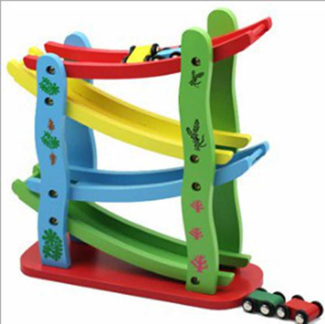 Children's Wooden Glider Toy Environmentally Inertial Four-layer Glider Rail Car