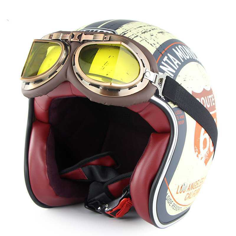 Motorcycle Electric Car Helmet Harley Retro Men And Women Summer Half Helmet Safety Helmet with Harley Goggles Personality Suit
