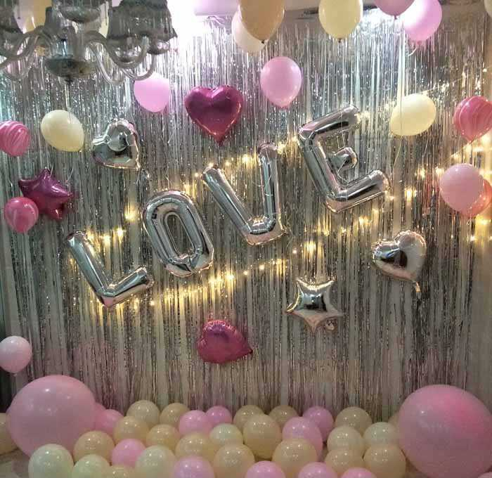 Adult Birthday Party Party Romantic Decoration Decoration Children's Theme Aluminum Film Balloon Rain Silk Curtain Package