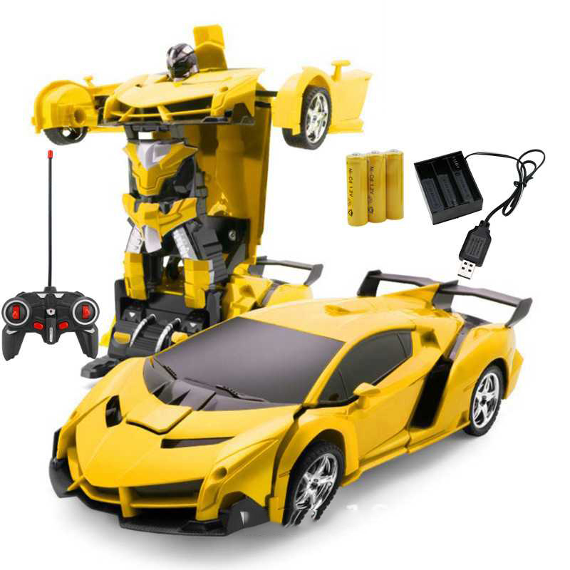 Charging Remote Control Deformation Car One-button Deformation Remote Control Car Deformation Robot Remote Control Police Car Toy Car