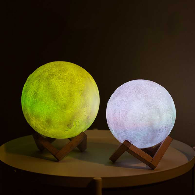Creative Two-color / Colorful Touch The Moon Light Gift Atmosphere Lights USB Charging Led Lights Home Bedroom Night Light
