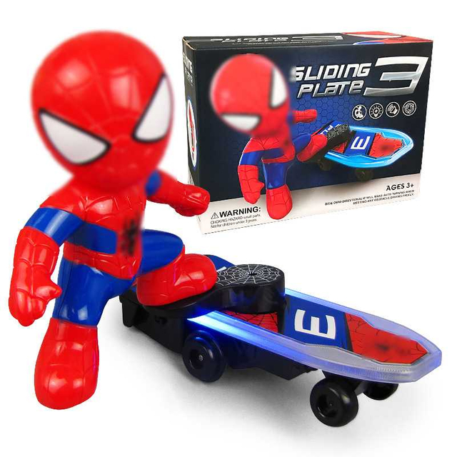 Spider Man Scooter Children Cartoon Electric Universal Light Music Stunt Car Toy