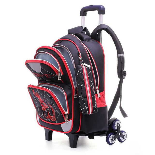 Three-wheeled Trolley Bag,Spiderman Children's School Bag,Children's Three-wheeled Trolley Bag