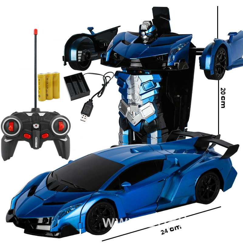 Charging Remote Control Deformation Car One-button Deformation Remote Control Car Deformation Robot Remote Control Police Car Toy Car