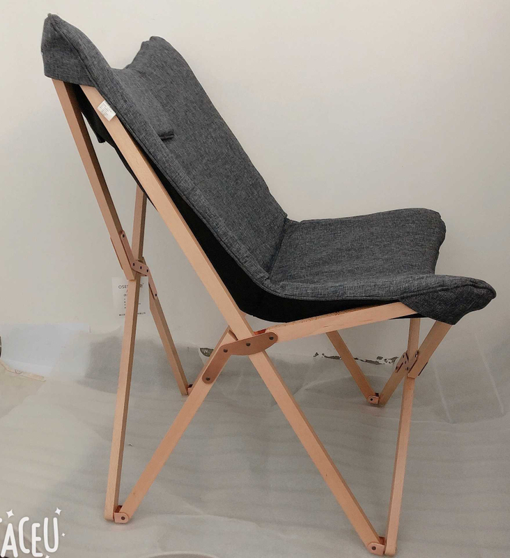 Outdoor Solid Wood Butterfly Chair Lazy Garden Balcony Folding Chair Fishing Cloth Lunch Break Chair