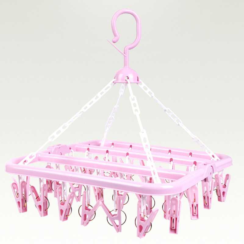Multifunctional 36 Clip Drying Rack Adult Clothes Hanging Children's Underwear Socks Rack Magic Folding Hangers Plastic Hangers
