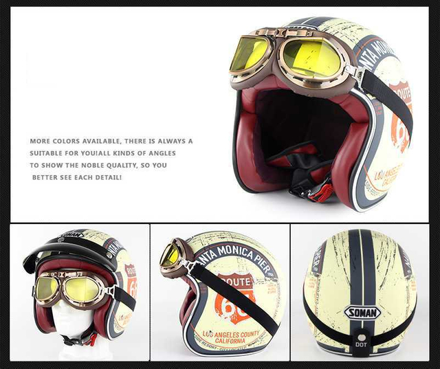 Motorcycle Electric Car Helmet Harley Retro Men And Women Summer Half Helmet Safety Helmet with Harley Goggles Personality Suit