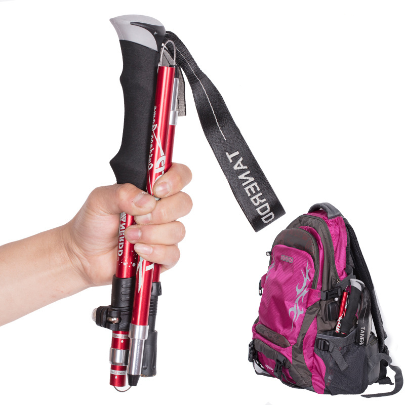 Trekking Pole Aluminum Folding Ultra Light Ultra Short Telescopic Outdoor Handcuffs Hiking Climbing Sticks Sticks 5