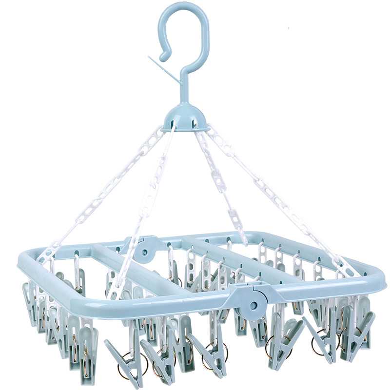Multifunctional 36 Clip Drying Rack Adult Clothes Hanging Children's Underwear Socks Rack Magic Folding Hangers Plastic Hangers