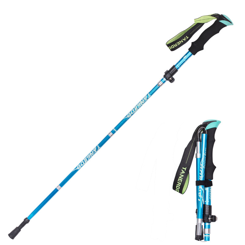 Trekking Pole Aluminum Folding Ultra Light Ultra Short Telescopic Outdoor Handcuffs Hiking Climbing Sticks Sticks 5