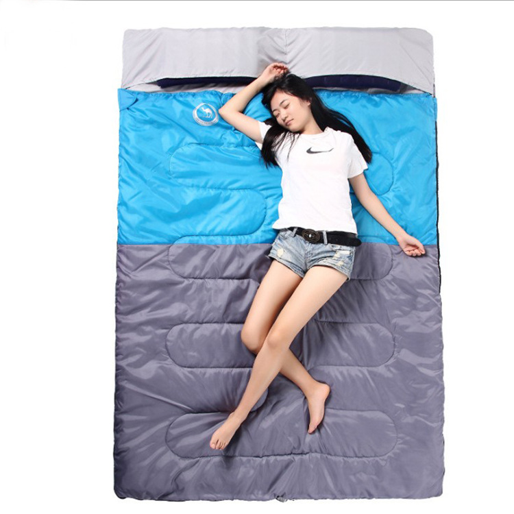 Outdoor Camping Sleeping Bag Couple Sleeping Bag Widening Thickening Warm Indoor Lunch Break Adult Double Cotton Sleeping Bag