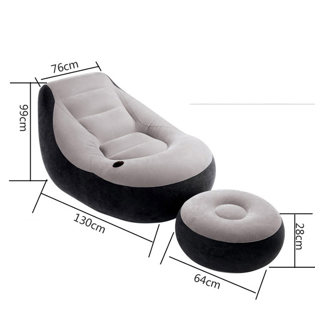Lazy Flocked Inflatable Sofa Set Home Leisure Sofa with Footrest Combination Two-piece Sofa