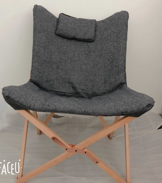 Outdoor Solid Wood Butterfly Chair Lazy Garden Balcony Folding Chair Fishing Cloth Lunch Break Chair