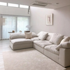 Sofa Set Furniture White Linen Feather Cream Beige Fabric l Shaped Corner Modular Couches Sectional Sofa