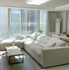Sofa Set Furniture White Linen Feather Cream Beige Fabric l Shaped Corner Modular Couches Sectional Sofa