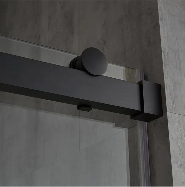 frameless 2 panel black bifold bathroom single sliding glass shower doors