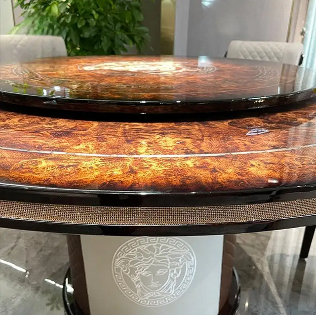 rock slab dining table with solid wood chairs