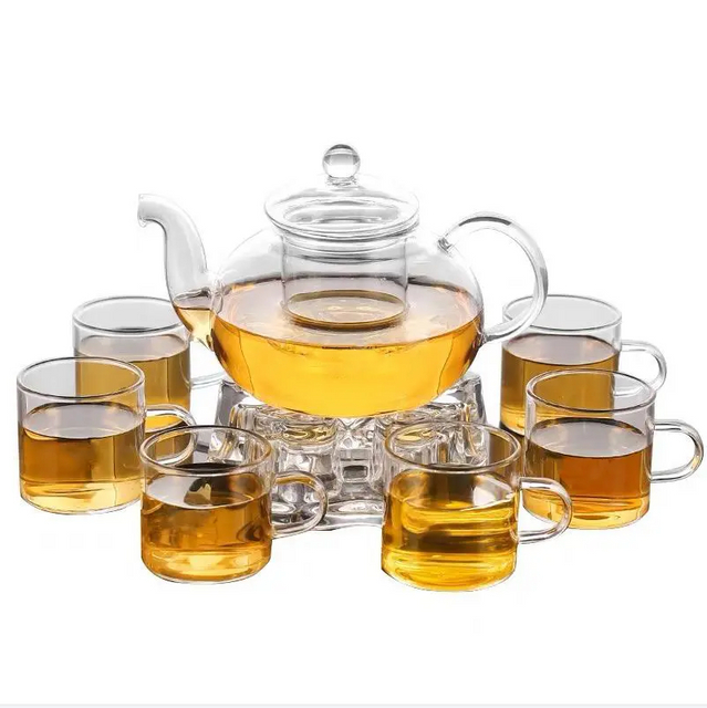 glass teapot and cup set