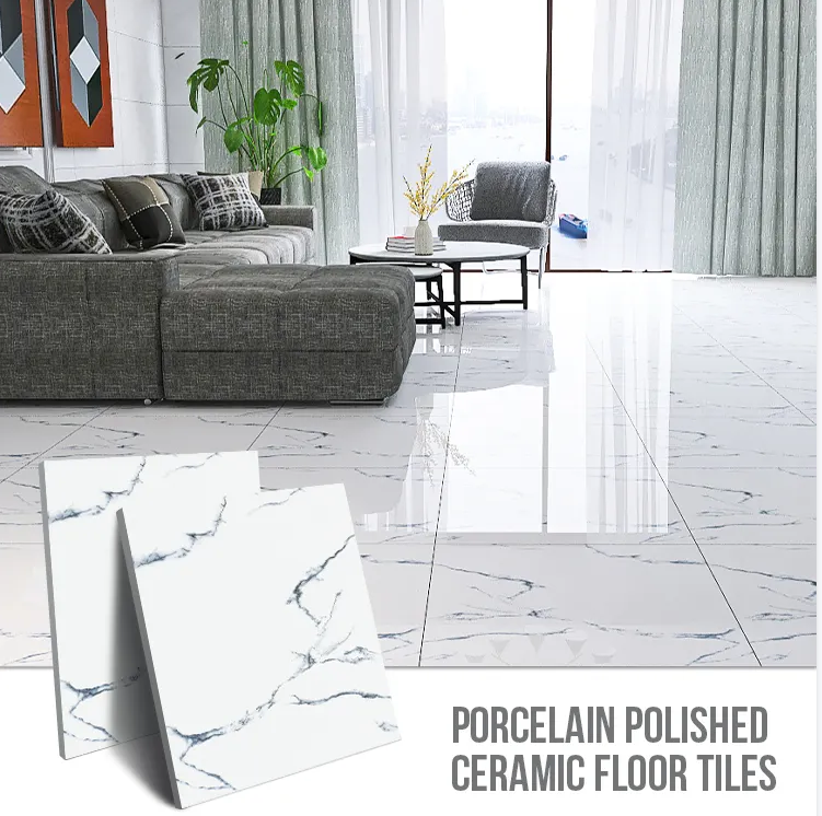 China Glossy White Glazed Marble Price 600x600mm Porcelain Polished Ceramic Floor Tiles 60x60 Impression Marble Ceramic Tiles